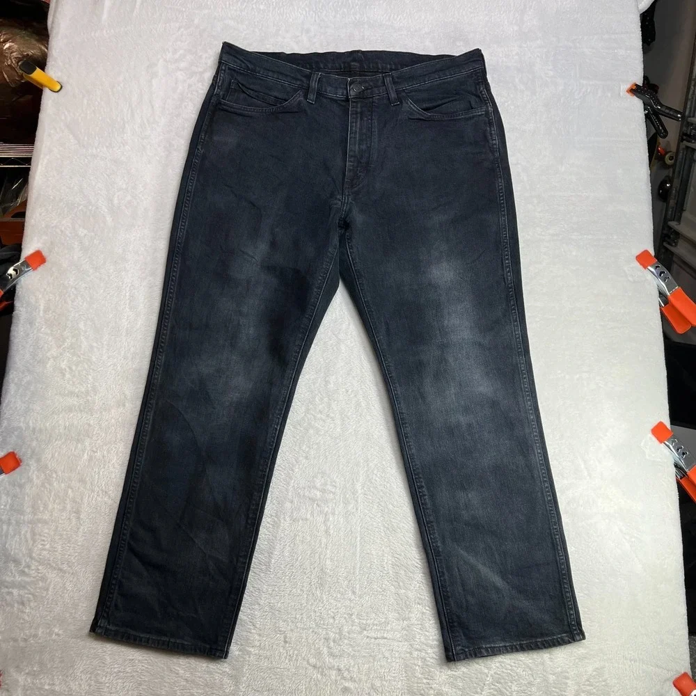 Levi's 541‎ Jeans Men's Black Denim Stretch Relaxed Straight Zip Fly - 37x29